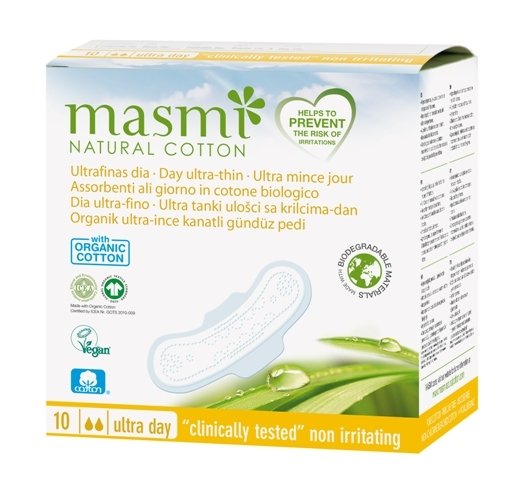MASMI Natural Cotton - Ultradünne Bio Binden mit Flügeln -  Tag 10Stk.
