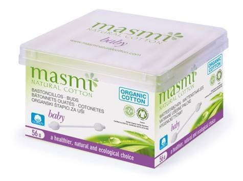 MASMI Natural Cotton -  Bio Wattestäbchen für Babys 56 Stück